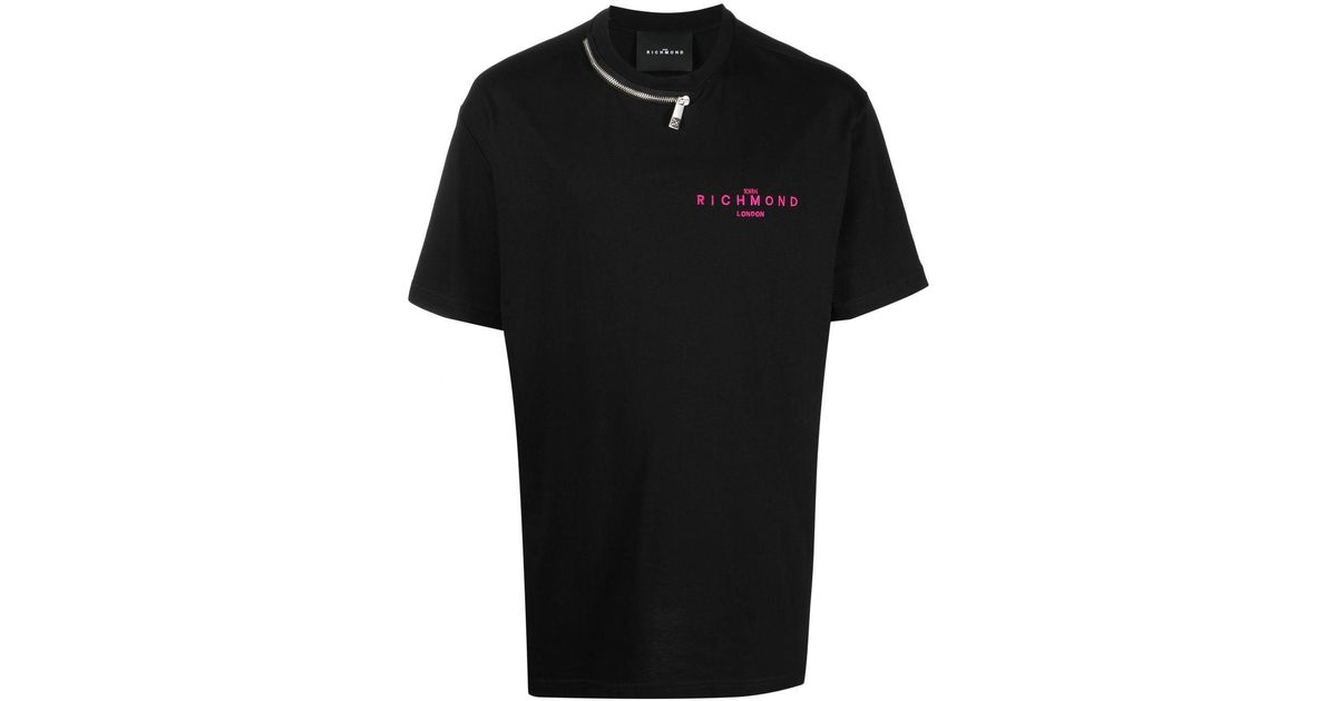 Camiseta con logo estampado John Richmond de Algodón de color Negro para hombre Hombre Ropa de Camisetas y polos de Camisetas de manga corta 