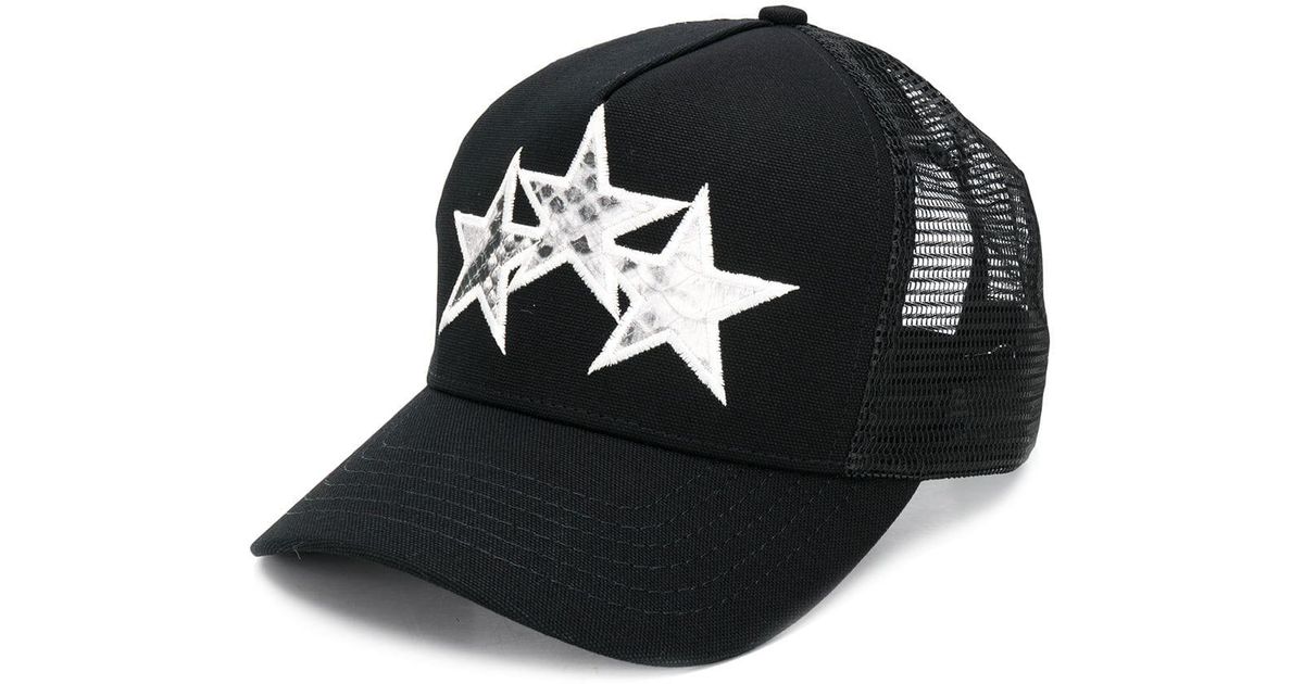 Amiri Leather Star Trucker Cap in Black for Men - Lyst