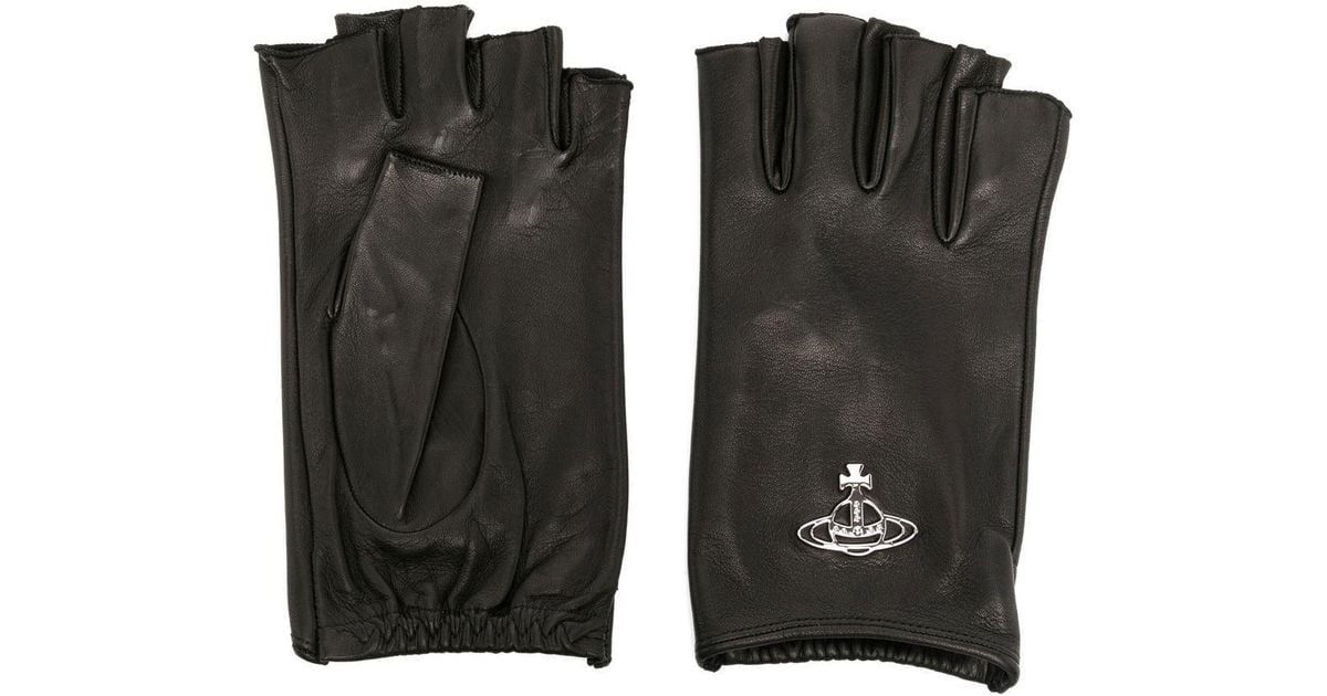 Vivienne Westwood Orbplaque Fingerless Leather Gloves in Black Lyst