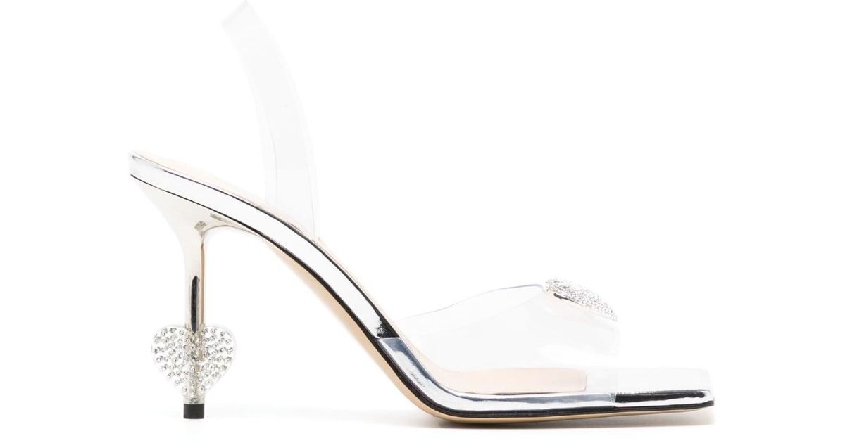 Mach & Mach Heart Crystal-embellished 90mm Sandals in White | Lyst UK