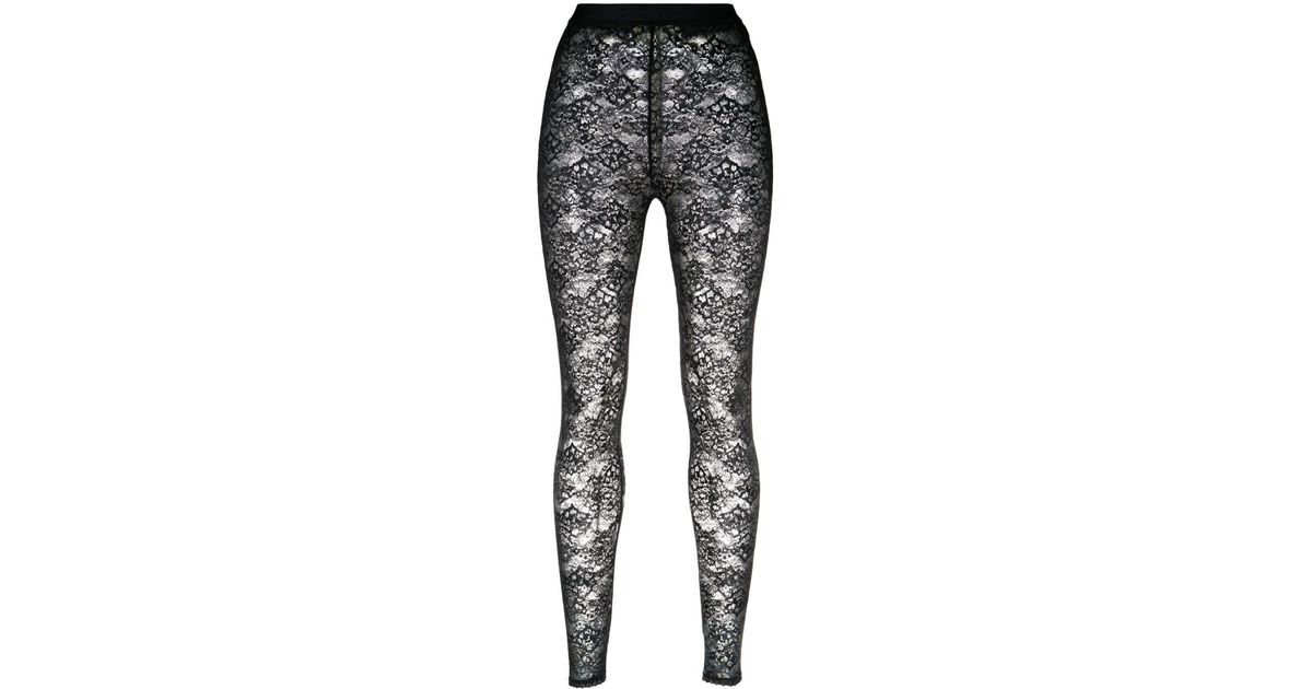 Sandro Floral-lace leggings in Black | Lyst