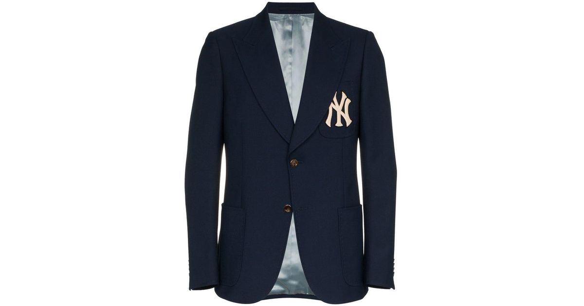 Gucci X Mlb Ny Yankees Embroidered Single Breasted Wool Gucci X Mlb Ny Yankees Embroidered Single Breasted Wool