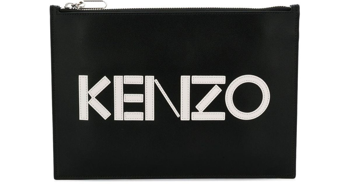 KENZO Leather Logo Clutch Bag in Black for Men | Lyst