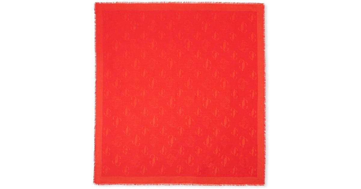 Jimmy Choo Blend Silk Wool Jacquard Stole in Red | Lyst