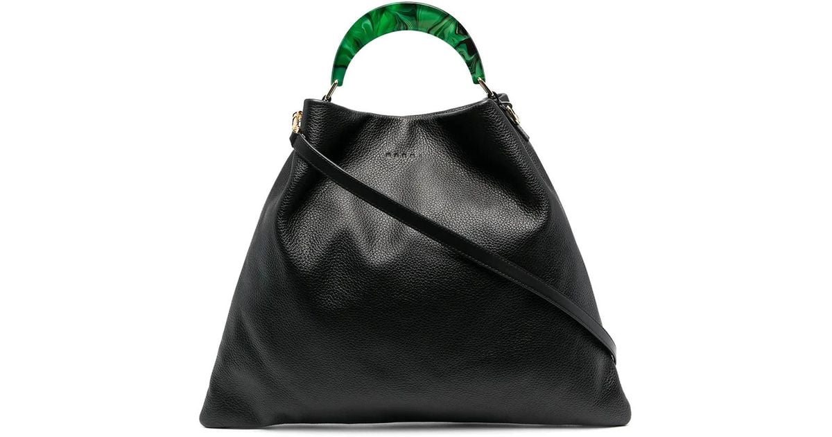 Marni Medium Venice Leather Tote Bag in Black | Lyst