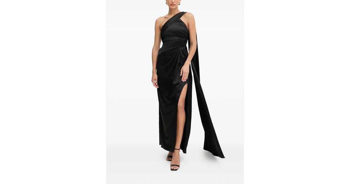 MARCIANO BY GUESS One-Shoulder Draped Maxi Dress in Black
