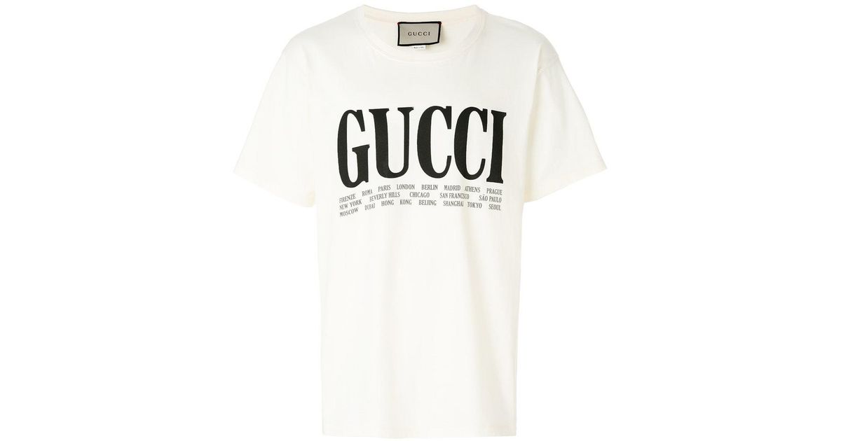 Gucci World Cities Print T-shirt in White for Men | Lyst