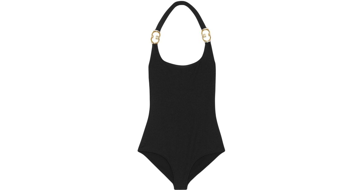 Gucci Incrocio GG Low-back One-piece in Black | Lyst UK