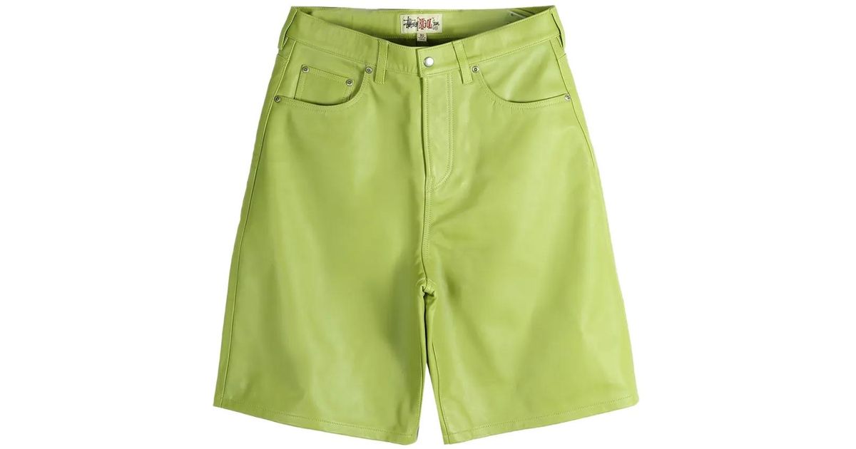 Stussy デニムショートパンツ ライトグリーン メンズ Stussy レザー ショートパンツ グリーン | Lyst