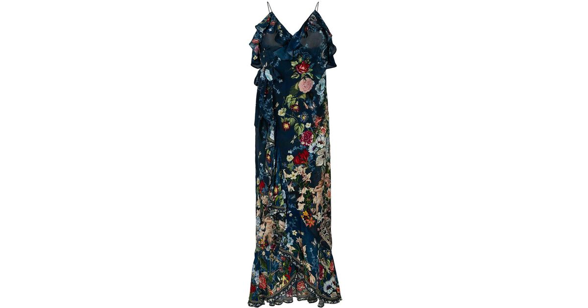 Camilla Silk Dreams Of Midsummer Frill Wrap Dress in Blue - Lyst