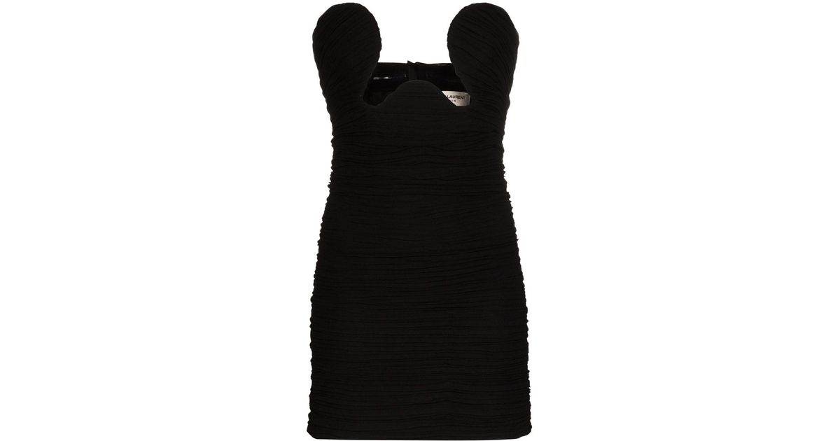 Saint Laurent Silk Cut-out Bustier Mini Dress in Black - Lyst