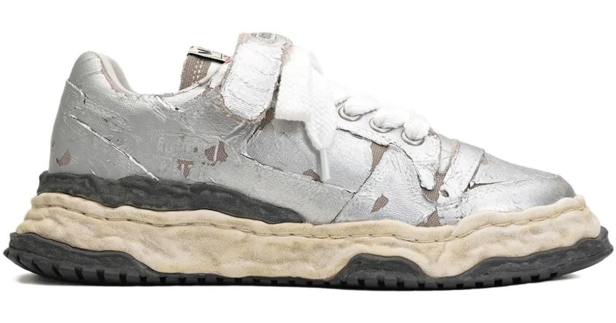 Maison Mihara Yasuhiro Keith Torn-Film Lace-Up Sneakers in White | Lyst