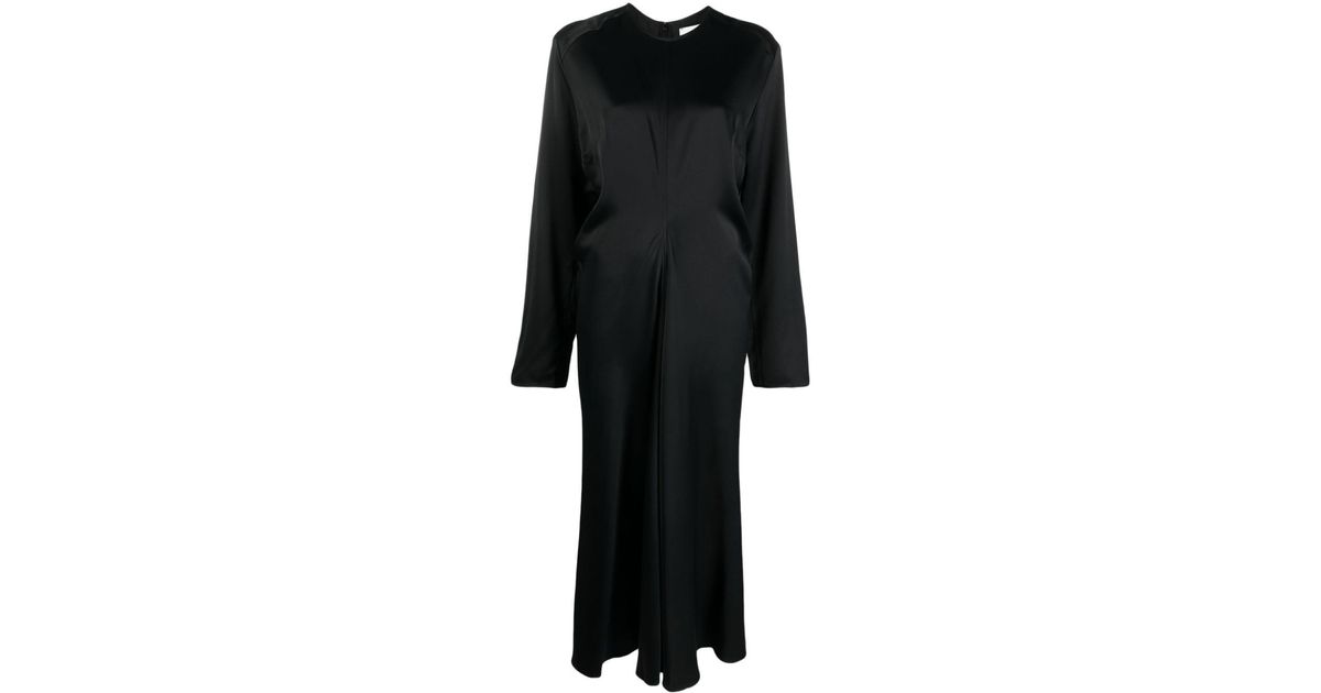 Studio Nicholson Welles Satin Midi Dress in Black | Lyst