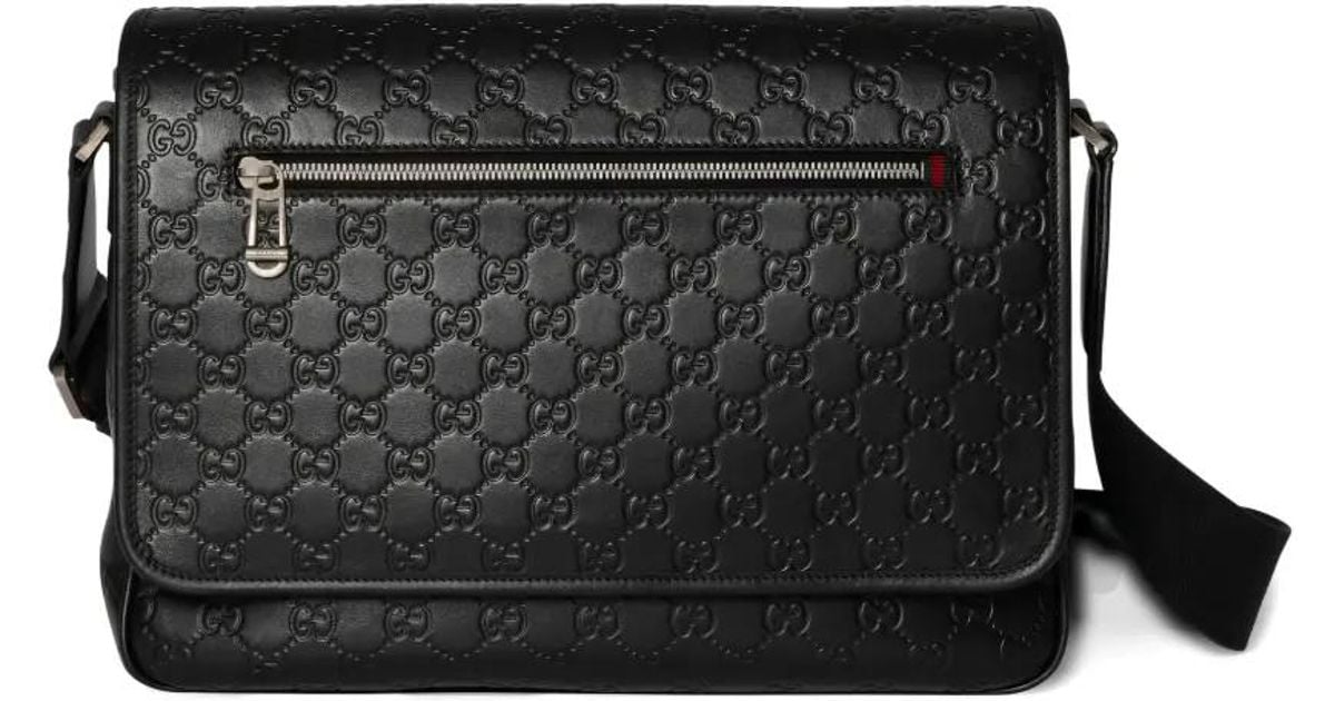 メンズ Gucci Ggエンブレム メッセンジャーバッグ M ブラック | Lyst