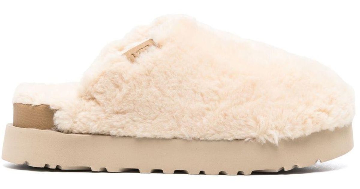 UGG Platform Shearling Slippers in Natural | Lyst