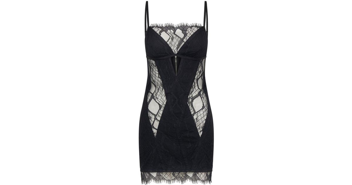 Dion Lee Lacetrim Corset Dress in Black Lyst