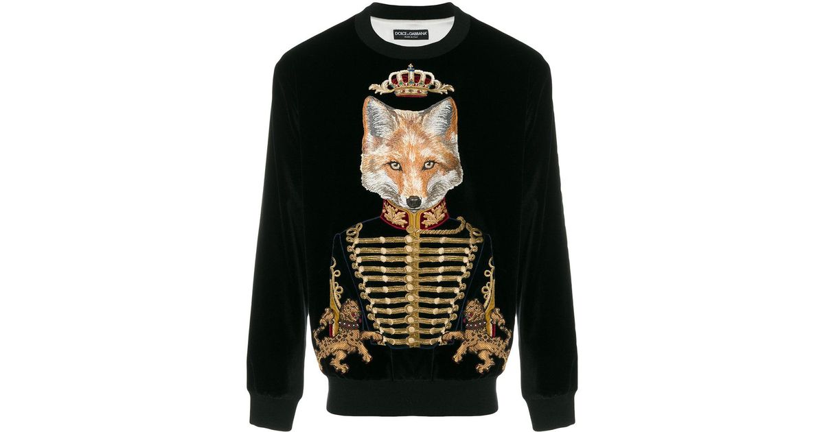 Dolce \u0026 Gabbana Silk Fox Patch Sweater 