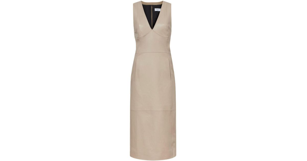 PROENZA SCHOULER WHITE LABEL V neck Cut out Midi Dress in Natural