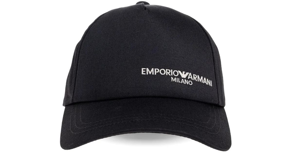 Emporio Armani Logo-Embroidered Baseball Cap Hat in Blue for Men