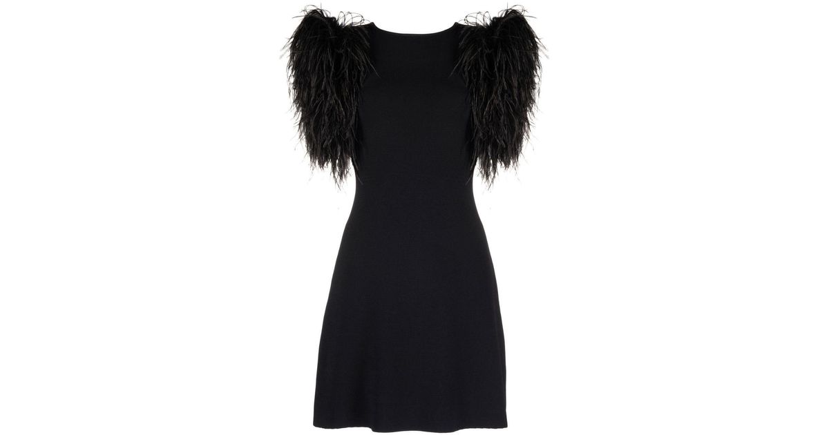 Rachel Gilbert Elcie Feather-trim Mini Dress in Black | Lyst