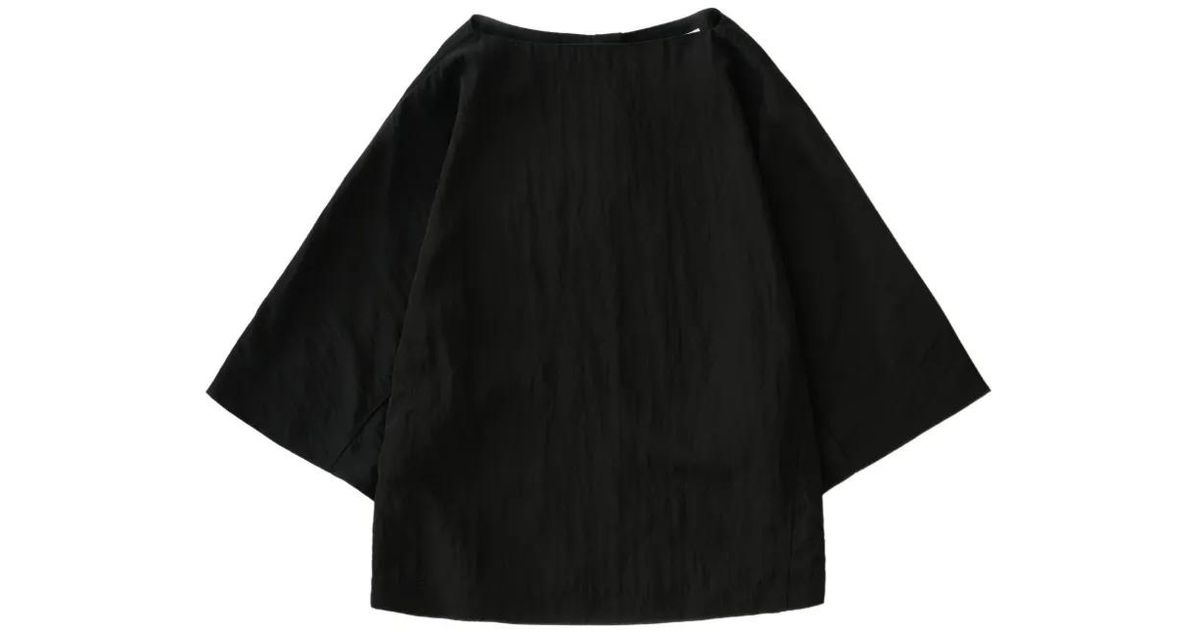 Studio Nicholson Bascom Short-Sleeve Back-Button Top in Black | Lyst