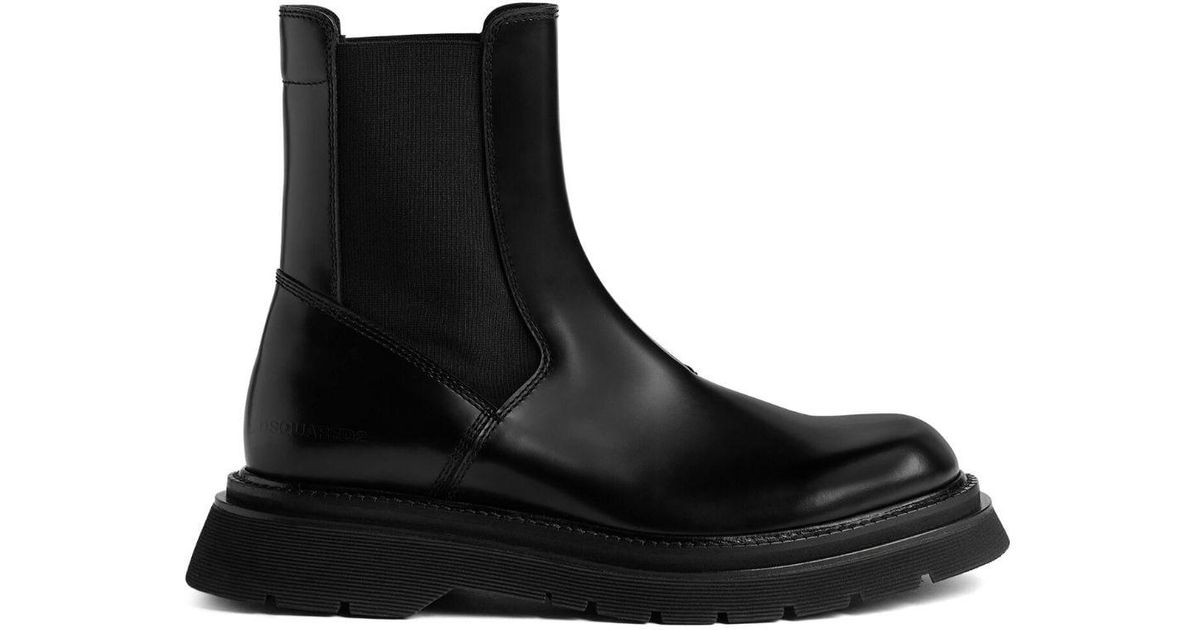 DSquared² Patent Leather Chelsea Boots in Black for Men | Lyst