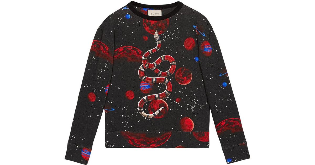 Gucci Cotton Space Snake Print Sweatshirt in Black for Men | Lyst Canada