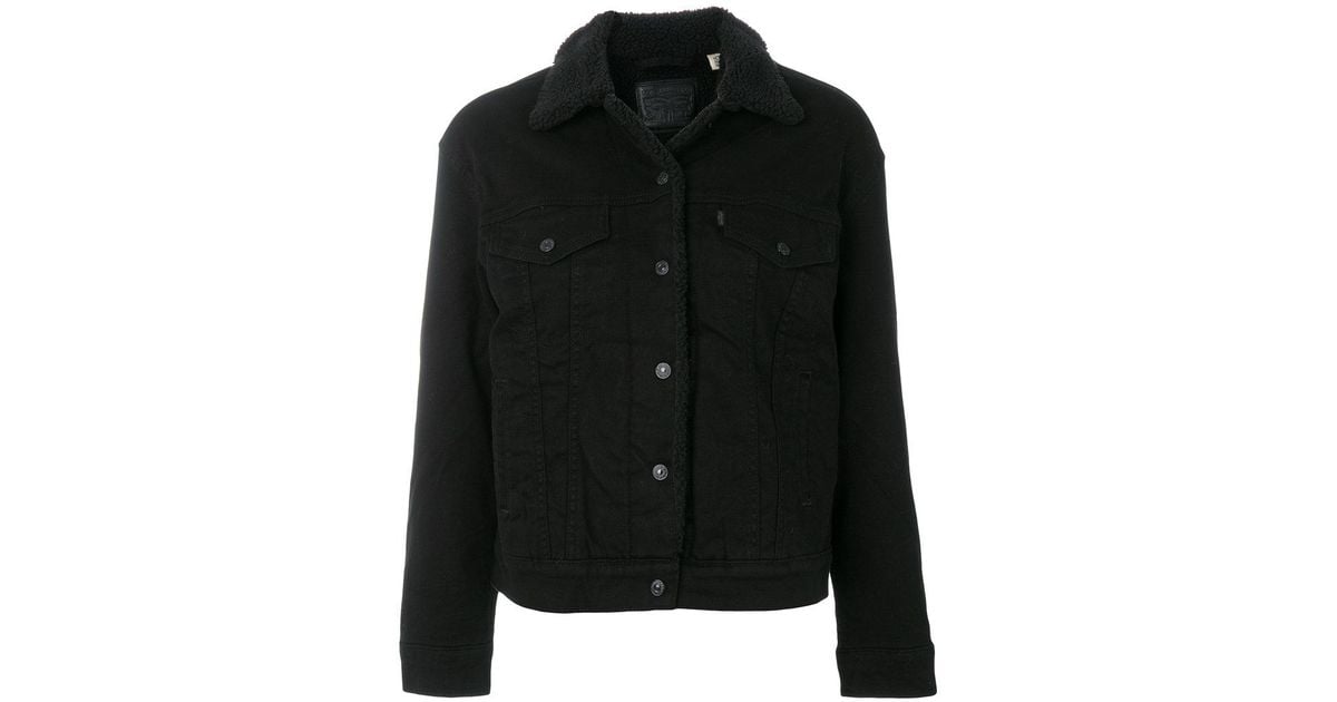 levi's ex boyfriend sherpa trucker jacket black