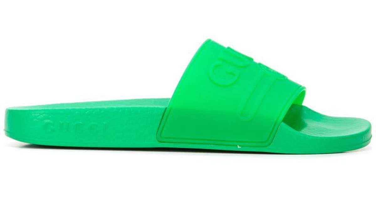 lime green gucci slides