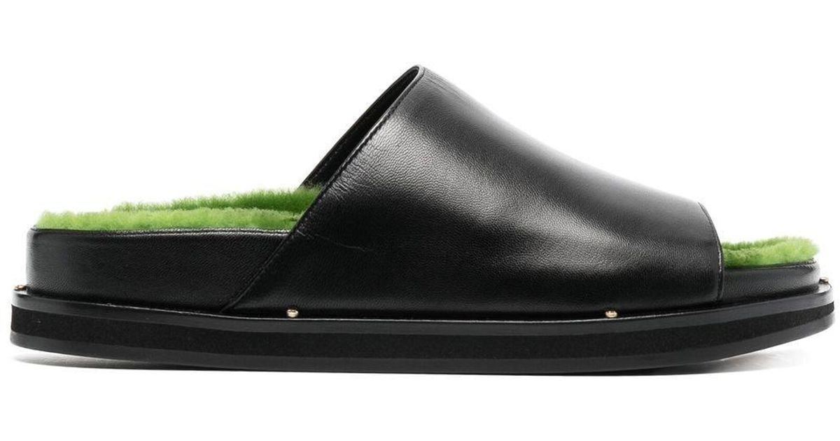 neous dombai shearling lined leather slides