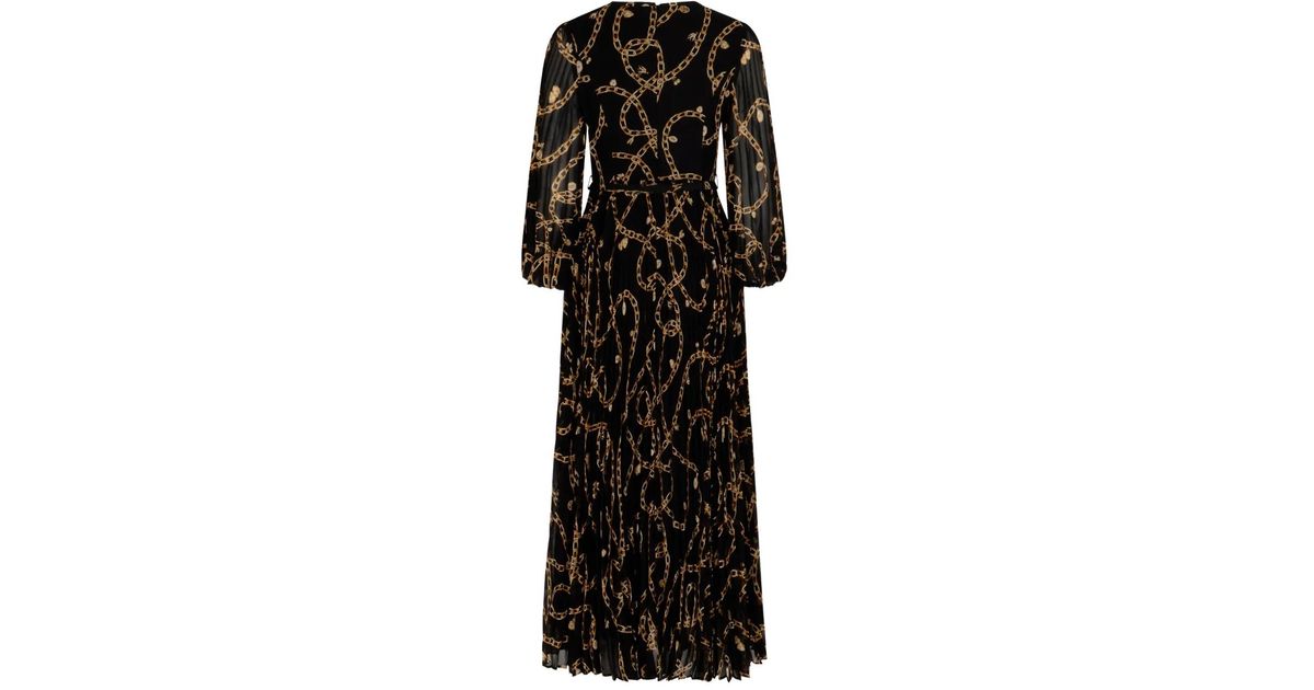chain print pleated dress Chain Print Pleated Dress