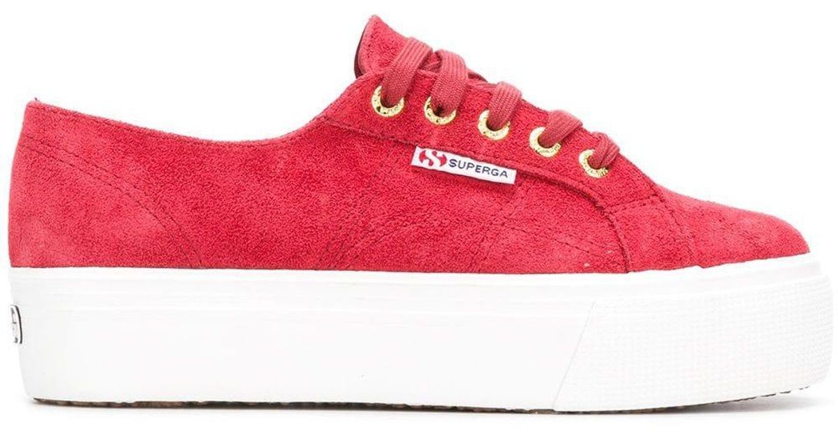 superga red platform sneakers