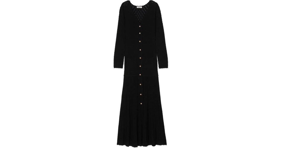 Sandro Knitted Maxi Dress in Black | Lyst
