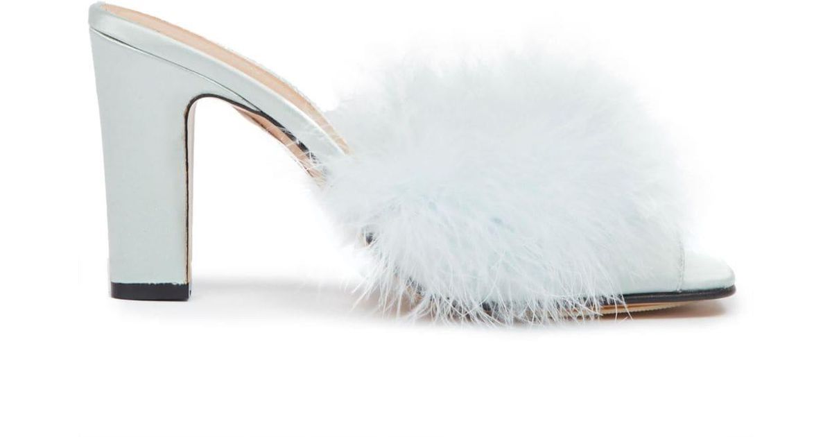 Maison Margiela 90mm Feather Satin Mules in White Lyst UK