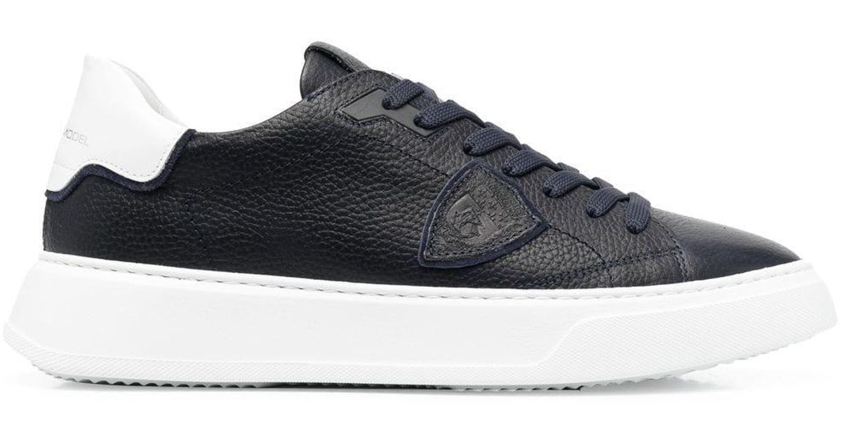 Philippe Model Paris Temple Veau Leather Sneakers in Blue for Men | Lyst