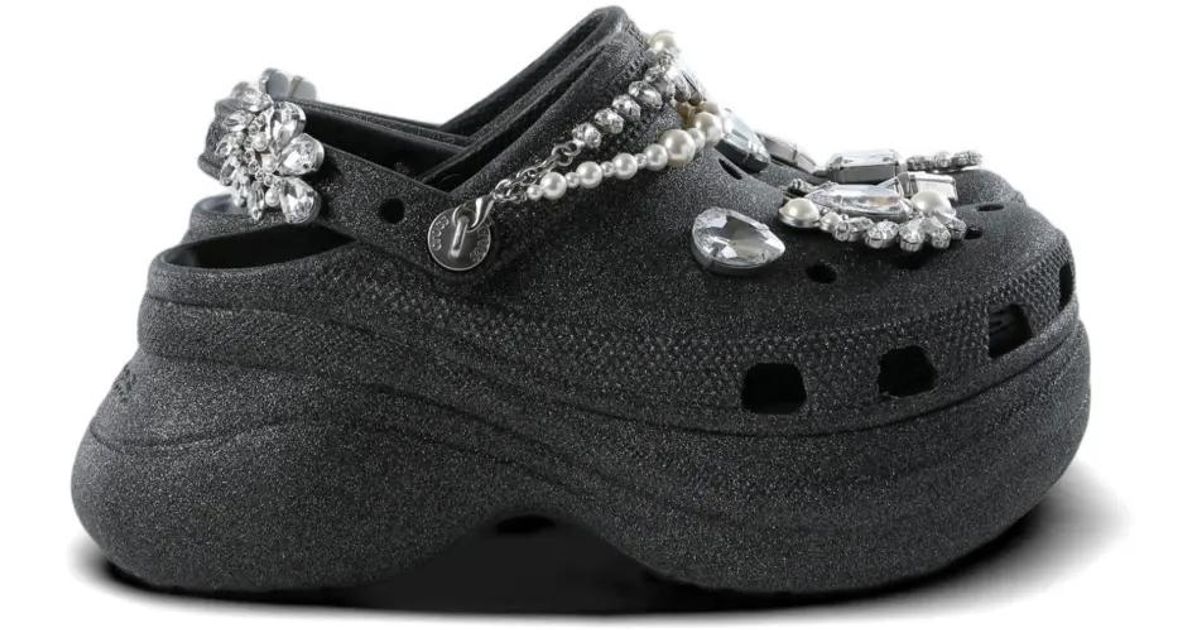 Crocs™ Bae Wedding Crystal-Embellished Faux-Pearl Mules in Black | Lyst UK