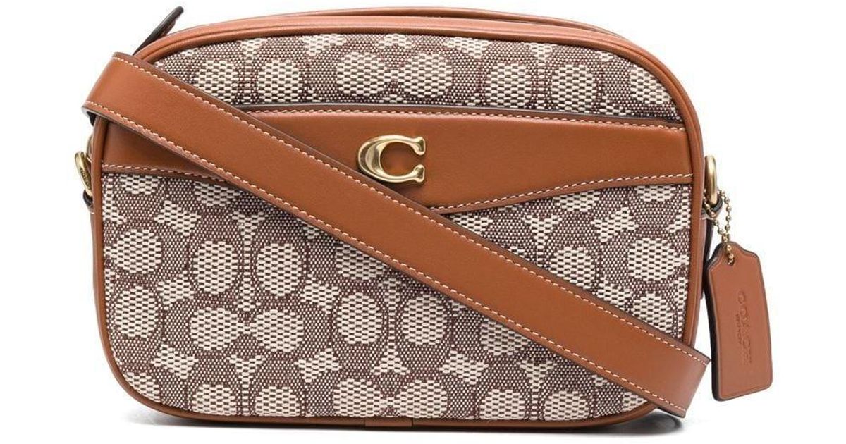 COACH Leather Monogramjacquard Camera Bag in Brown Lyst UK