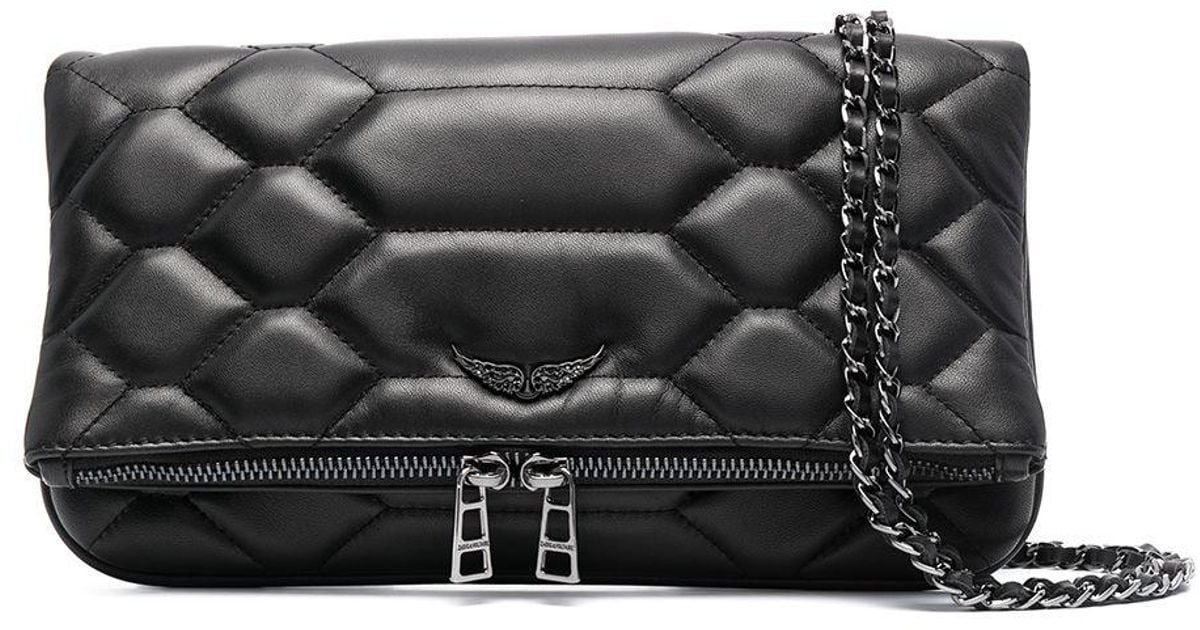 Zadig & Voltaire Leather Rock Mat Scale Clutch Bag in Black - Lyst