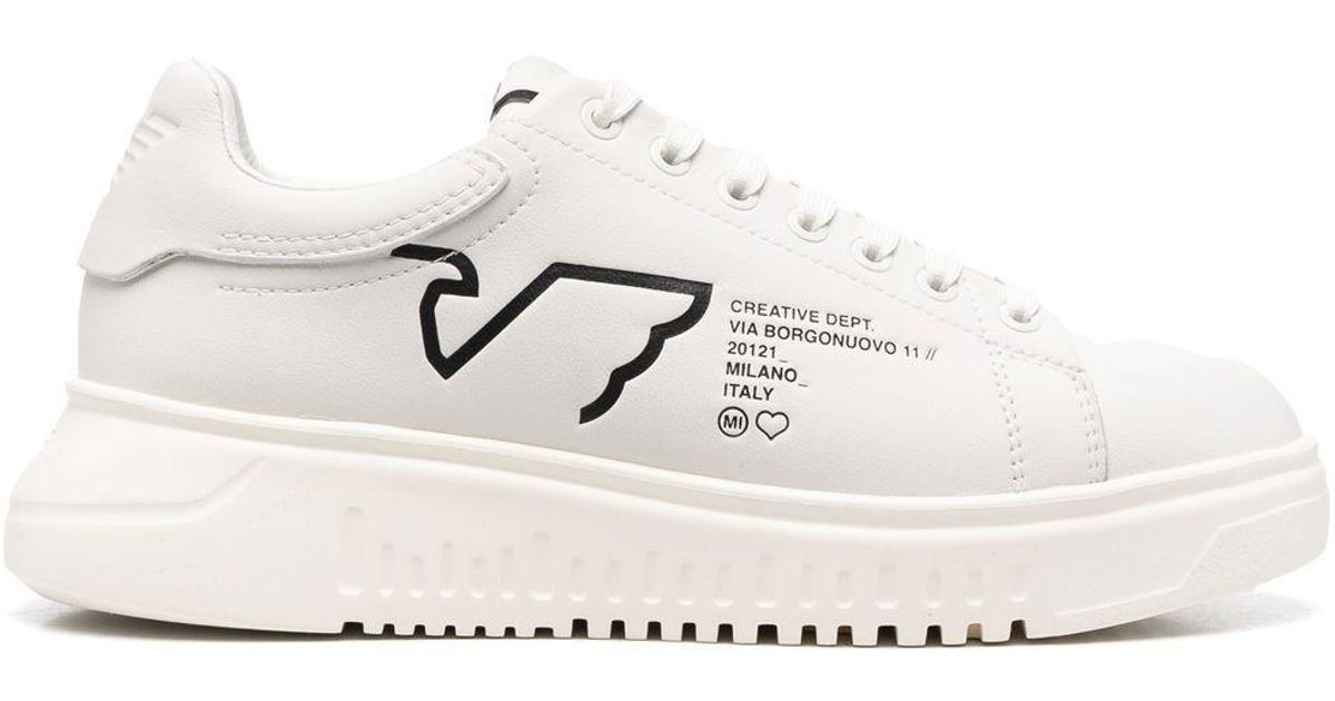 Emporio Armani Logo-print Low-top Sneakers in White - Save 1% | Lyst