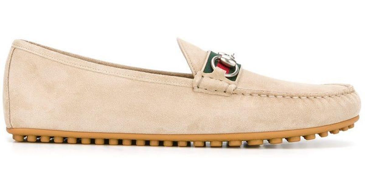 Gucci Leather Web Horsebit Driving Loafers for Men - Lyst