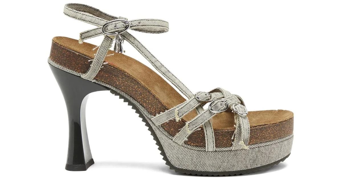DIESEL 105Mm D-Woodstock Platform Sandals in Metallic | Lyst