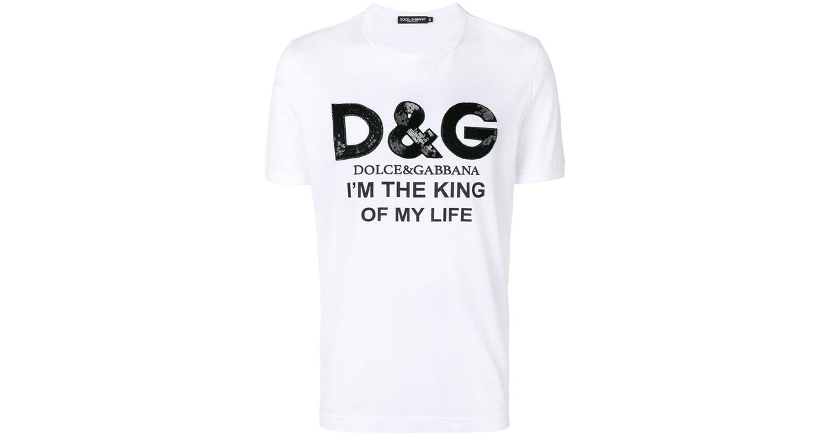 Dolce & Gabbana コットン スパンコールロゴ Tシャツ カラー: ホワイト 