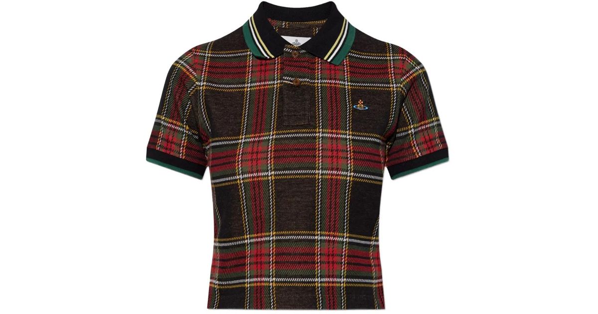 トップス viviennewestwood archive check poloshirt Vivienne Westwood Mini Classic Check-Print Cotton-Jersey Polo