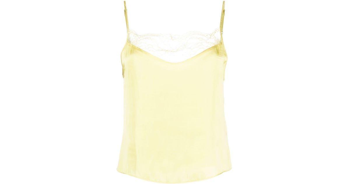 Maje Lace-trimmed Satin Camisole Top in Yellow