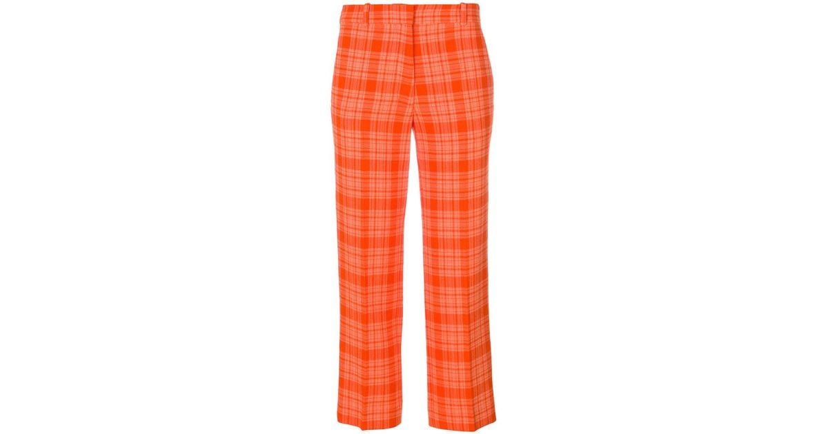 orange tartan trousers