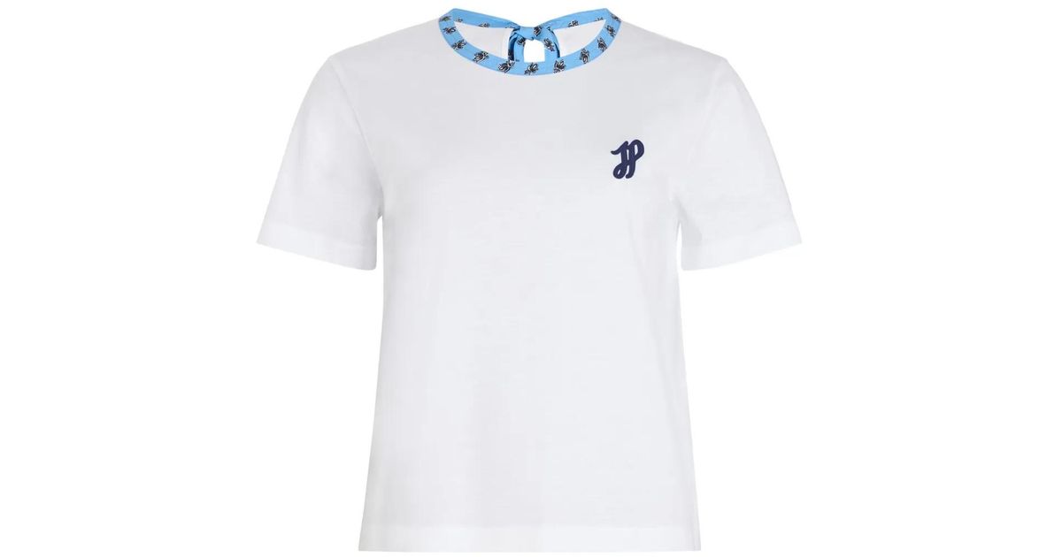 Patou Contrast-Collar Organic Cotton T-Shirt in White | Lyst