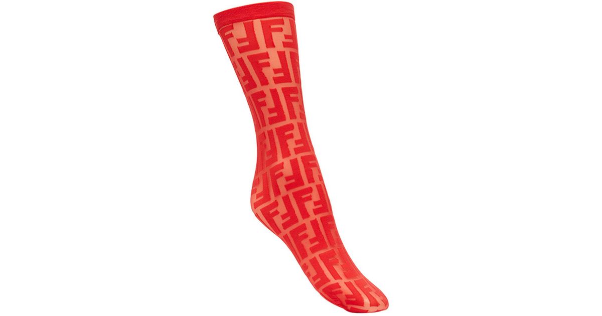Fendi Synthetic Logo Embroidered Socks 