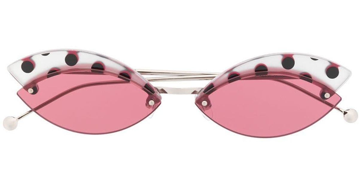 Fendi Polka Dot Cat-eye Sunglasses in Metallic | Lyst