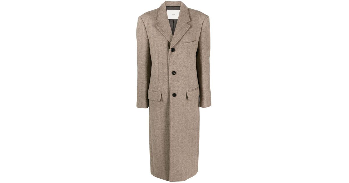DUNST Mélangeeffect Herringbone Coat in Natural Lyst