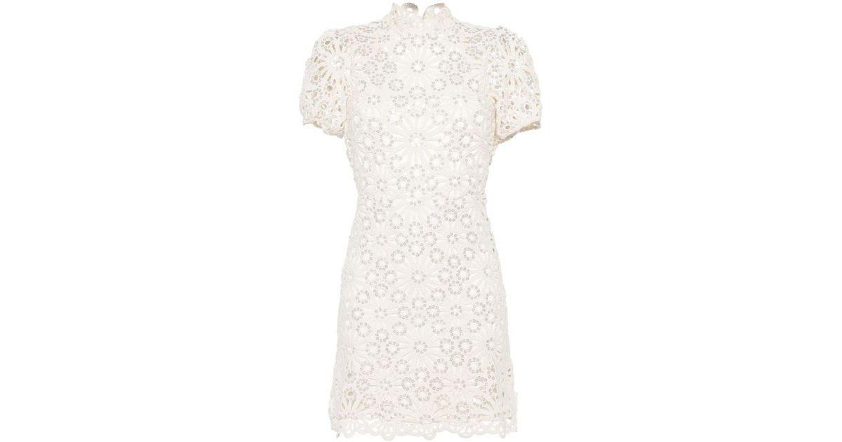 White Sequin Crochet Mini Dress